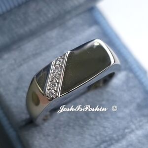 Mens Genuine Diamond Ring Band In Sterling Silver